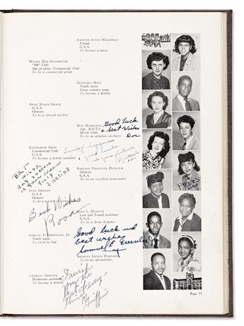 (LITERATURE.) High school yearbook of Lorraine Hansberry and Sam Greenlee, inscribed by each.